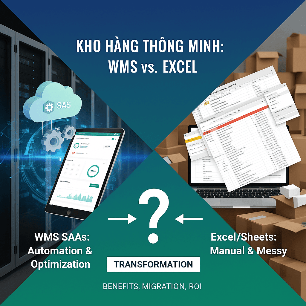 So sánh WMS SaaS với Excel/Google Sheet trong quản lý kho: Lợi ích, quy trình chuyển đổi và ROI